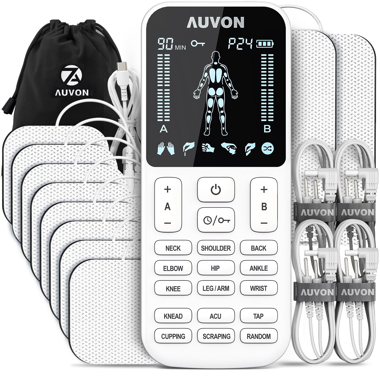 AUVON frontal del dispositivo mostrando controles e interfaz fácil para uso