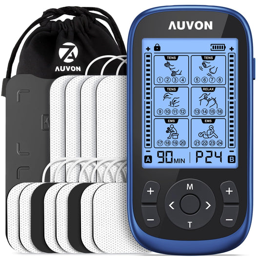 AUVON frontal del dispositivo mostrando pantalla y controles, fácil manejo