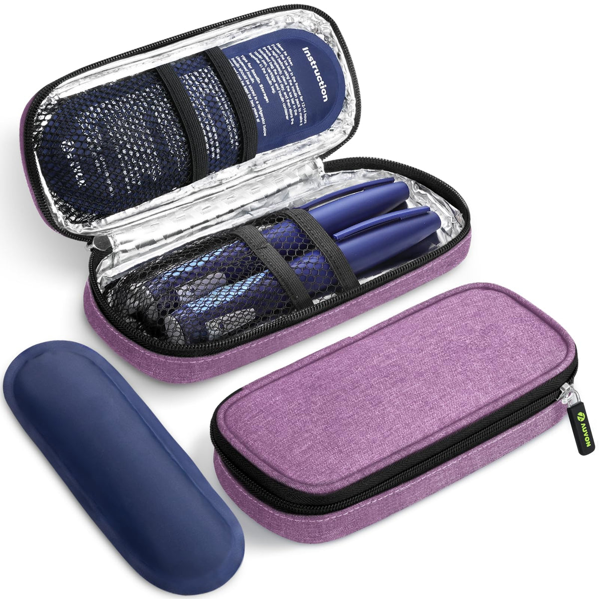 AUVON frontal del estuche refrigerante mostrando tamaño compacto y protección