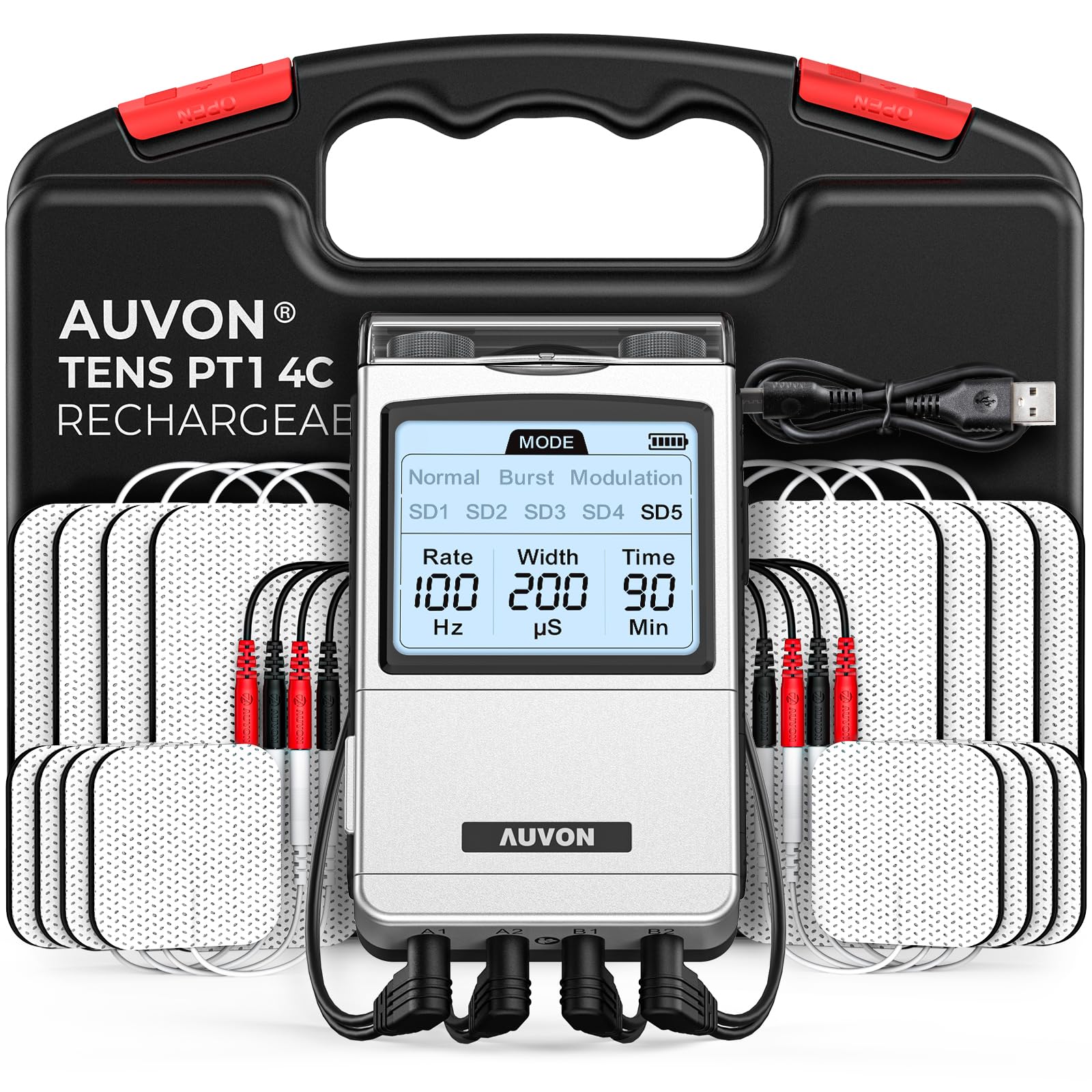 AUVON PT1 frontal del dispositivo con pantalla clara y beneficio de control preciso