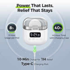 AUVON comparado con mano para mostrar tamaño compacto y transporte sencillo