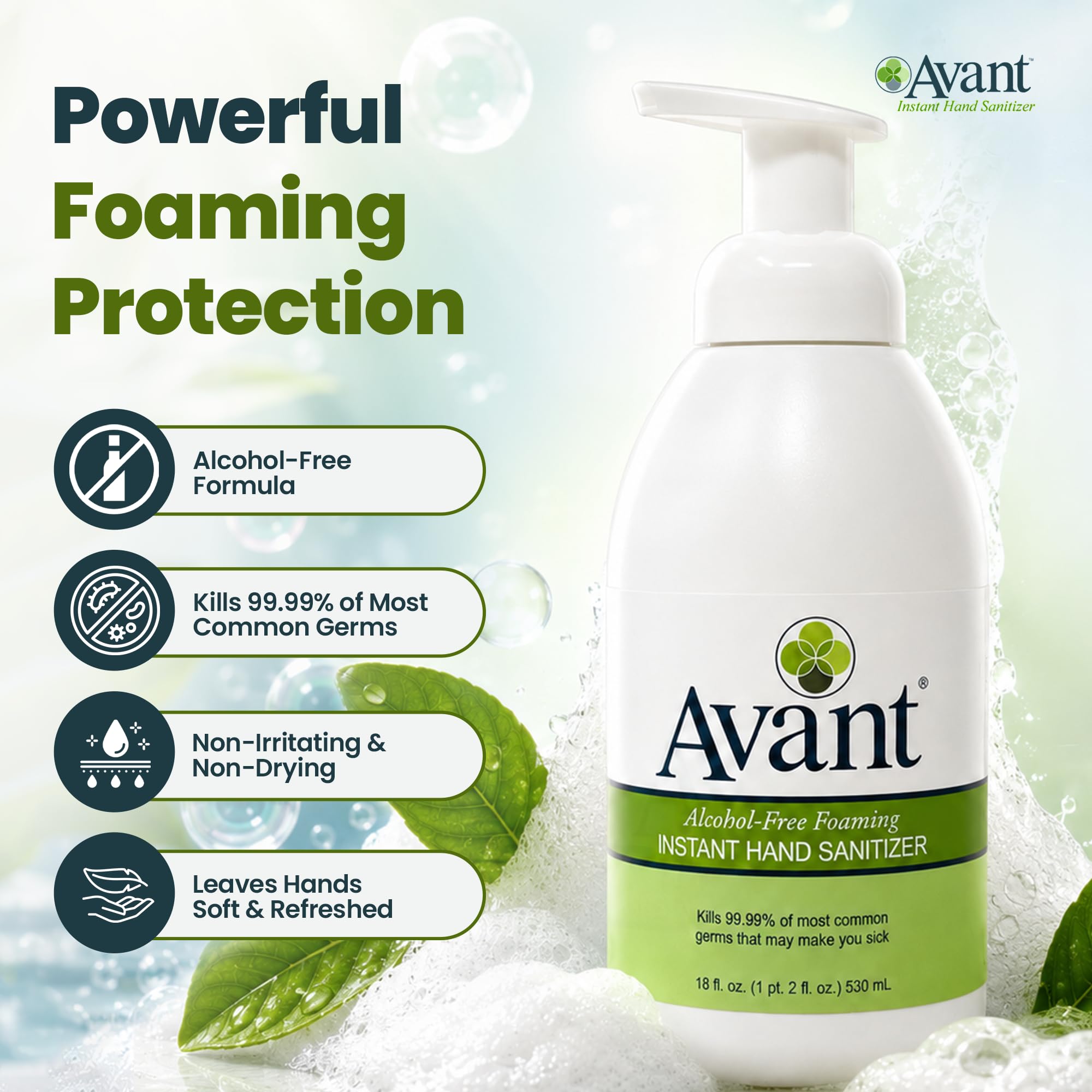 Avant etiqueta con ingredientes y beneficios claros en envase