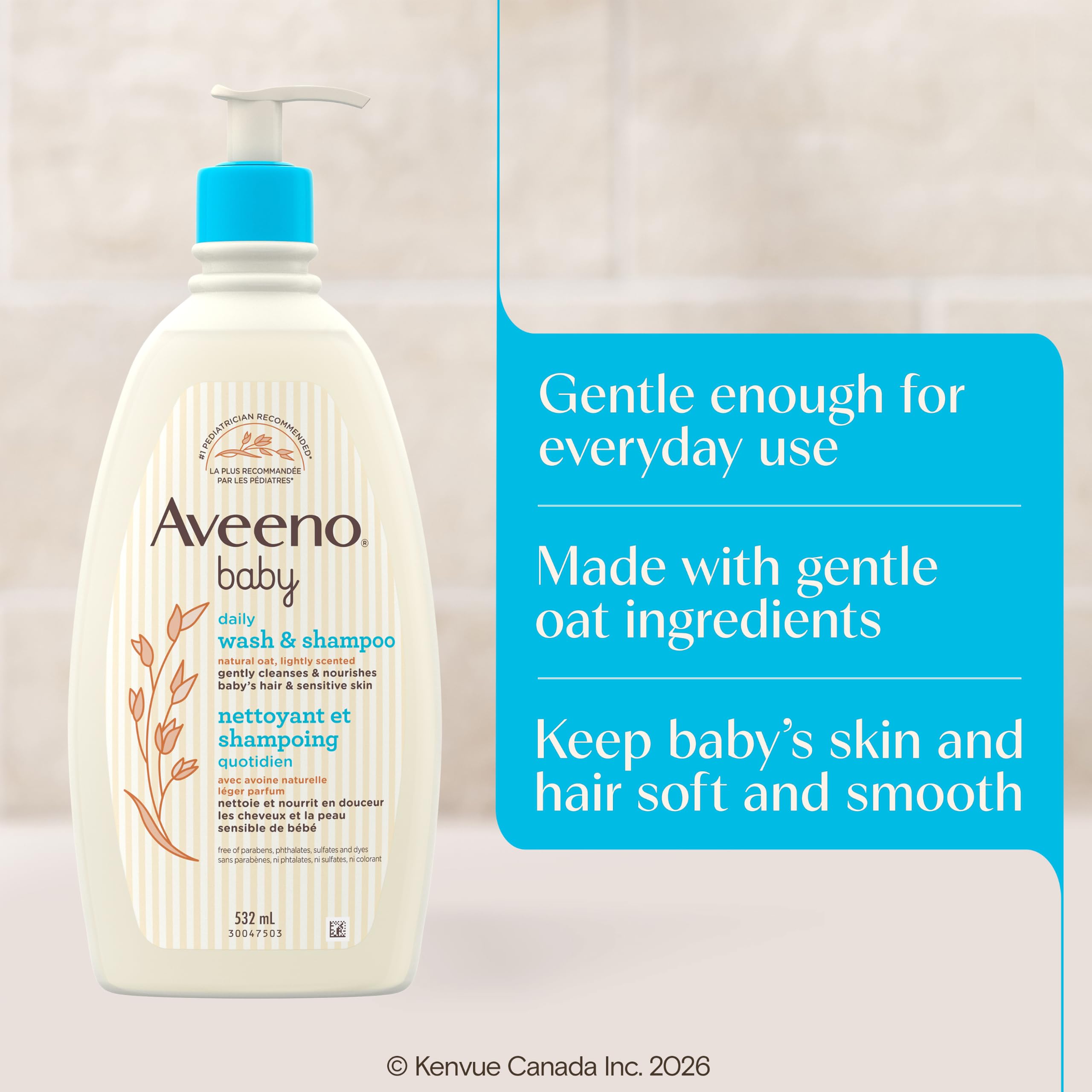 Aveeno Baby etiqueta con ingredientes para tranquilidad de padres
