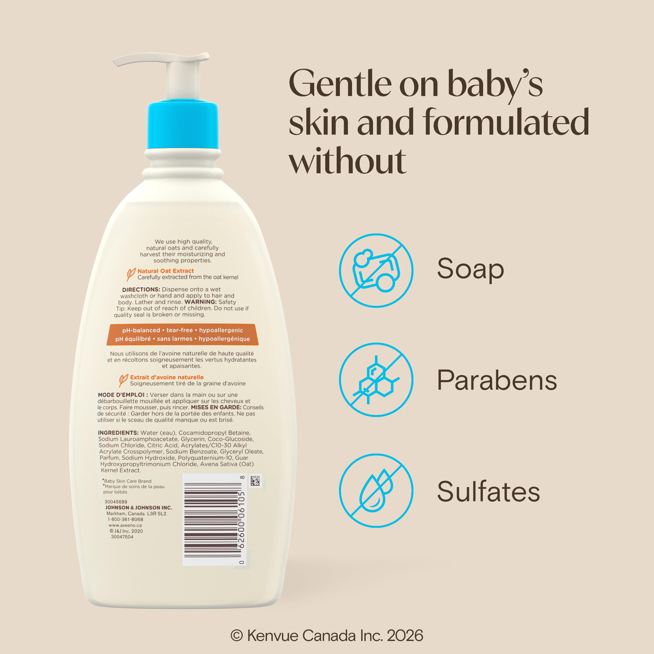 Aveeno Baby vertiendo producto demostrando fácil dosificación