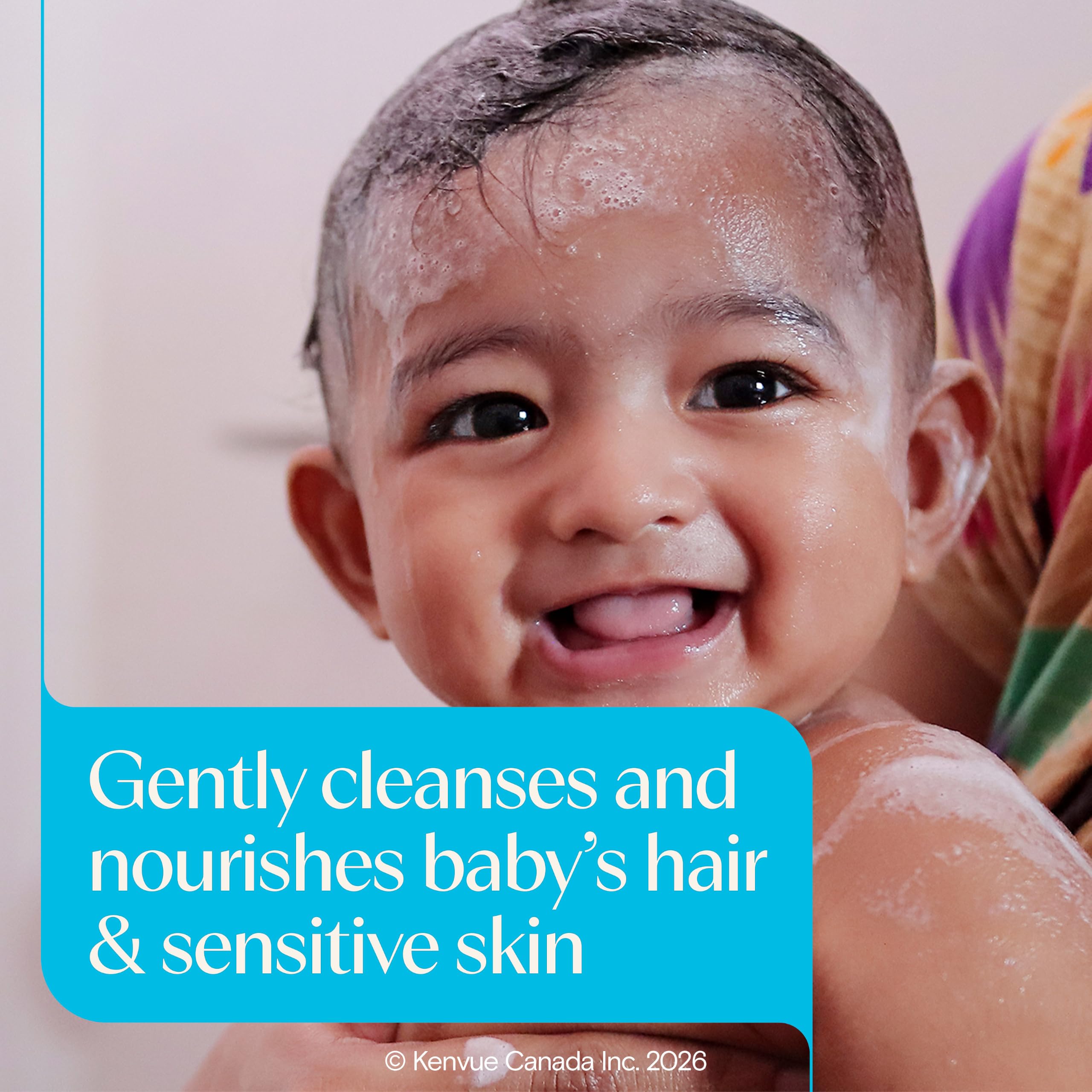 Aveeno Baby textura de espuma suave que facilita el enjuague