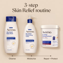 Tarro de Aveeno en un baño, ambiente que sugiere rutina diaria