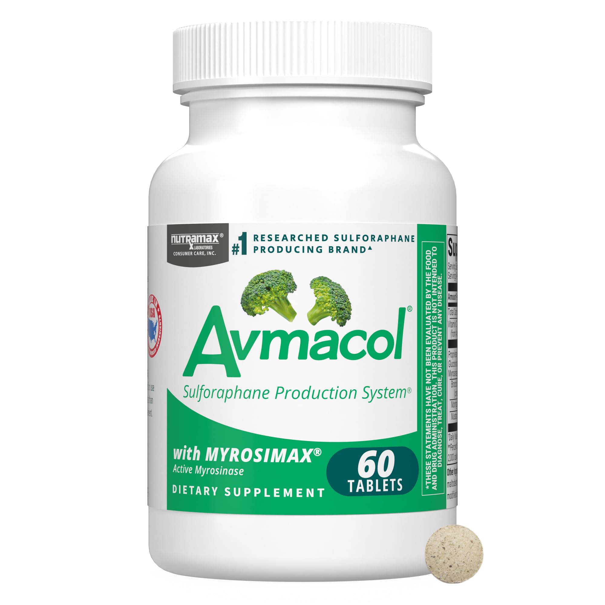 AVMACOL frasco frontal mostrando la marca y presentación 60 tabletas, confianza visual