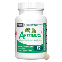 AVMACOL frasco frontal mostrando la marca y presentación 60 tabletas, confianza visual