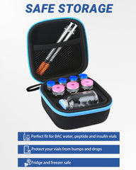 Avomosk estuche junto a objetos para mostrar tamaño y capacidad