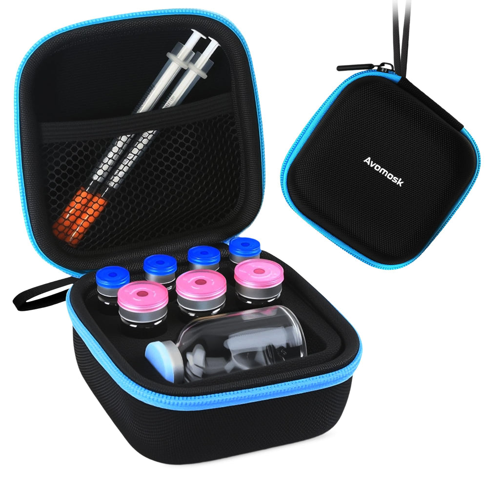 Avomosk estuche frontal mostrando diseño y cierre seguro