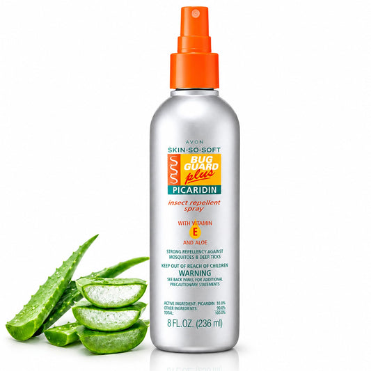 AVON botella frontal mostrando etiqueta y protección