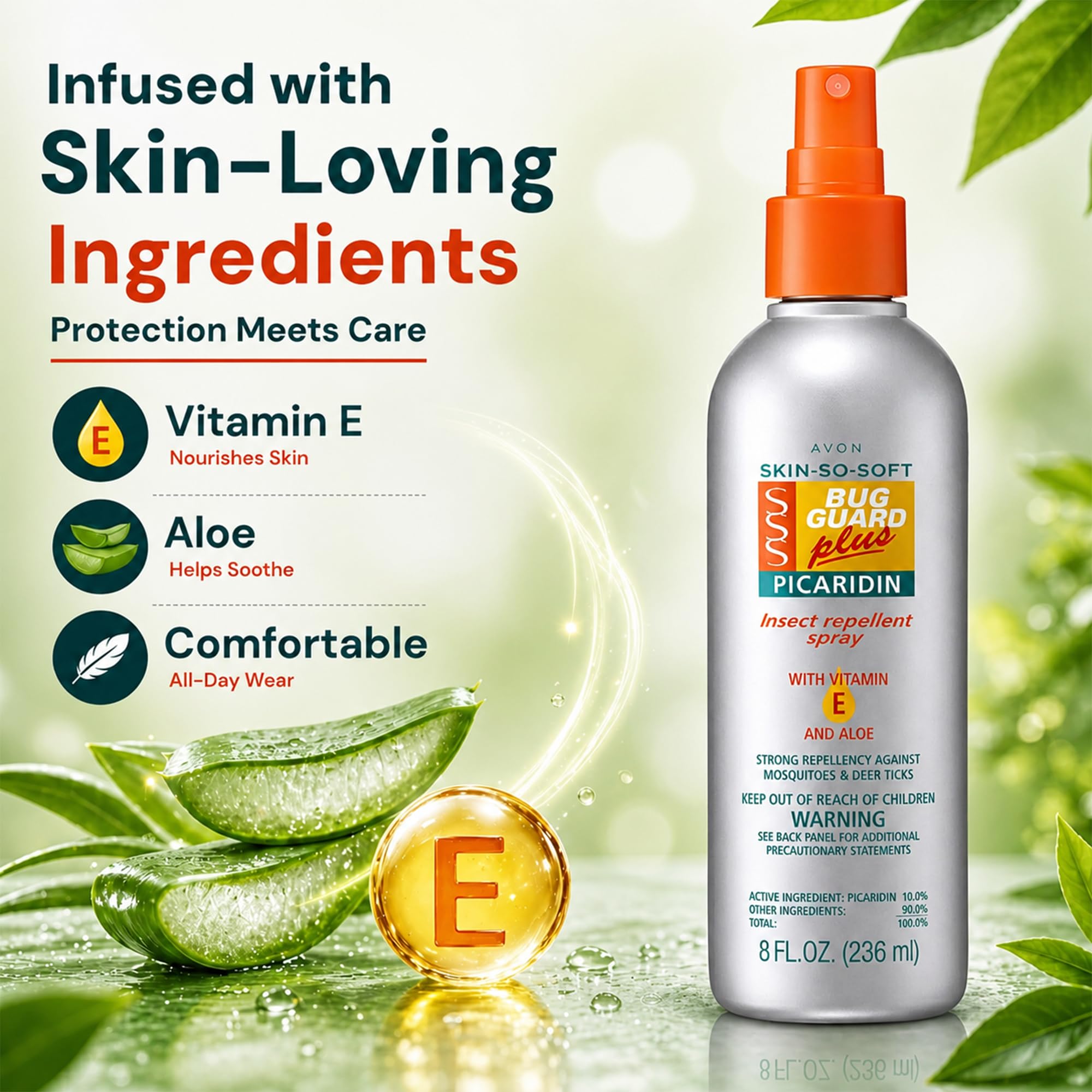 AVON envase de 8 oz junto a una regla para escala