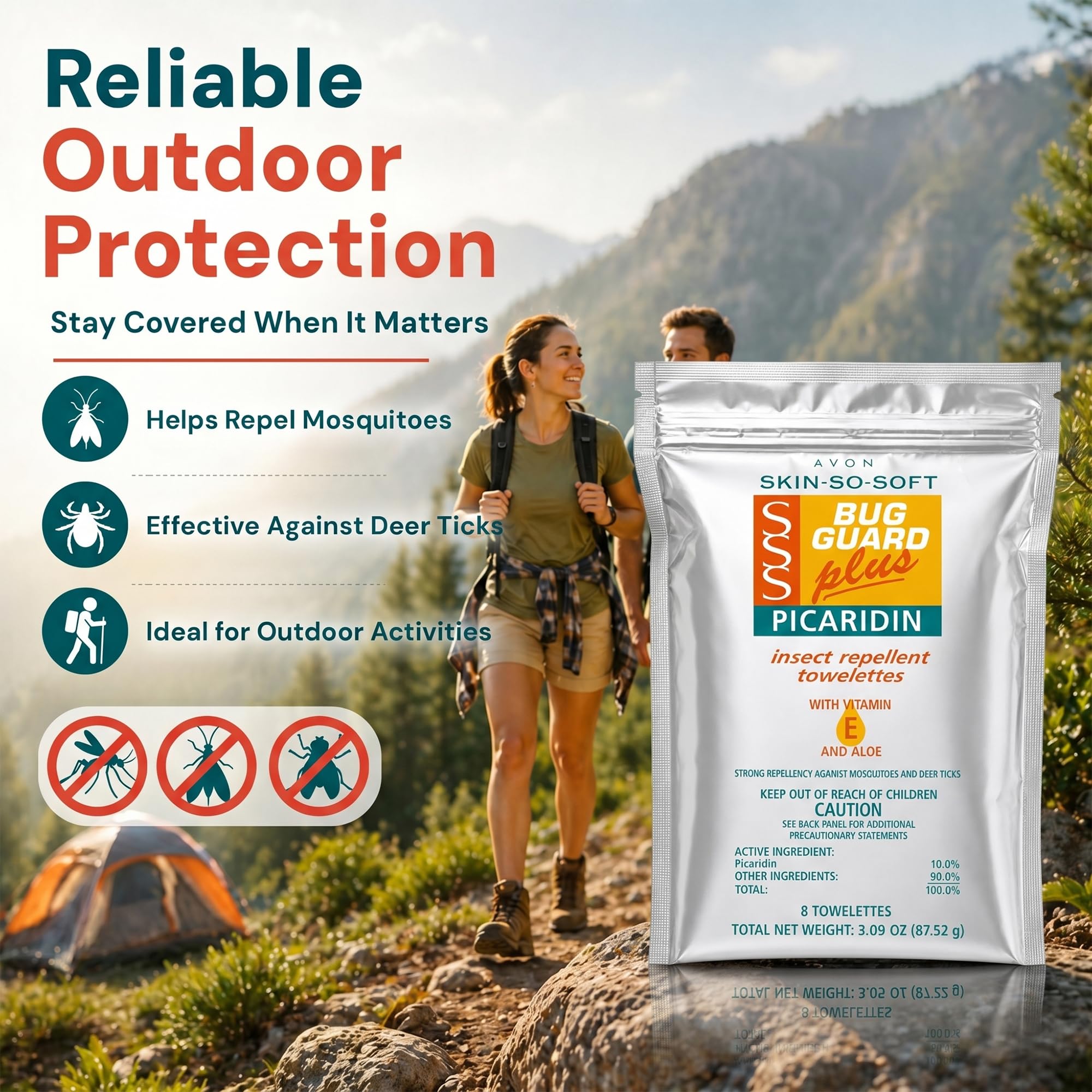 AVON SSS Bug Guard toallita en mano, tamaño práctico para llevar