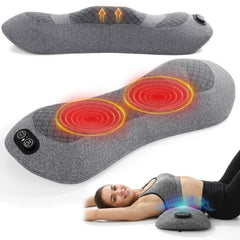 Awaydoor vista frontal del cojín lumbar mostrando forma ergonómica y beneficios de soporte