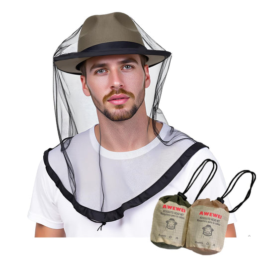 AWEWEI mosquitera frontal sobre gorra muestra protección clara y cómoda