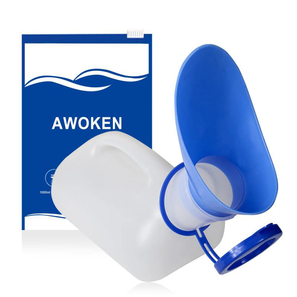 AWOKEN frasco frontal mostrando capacidad y forma práctica