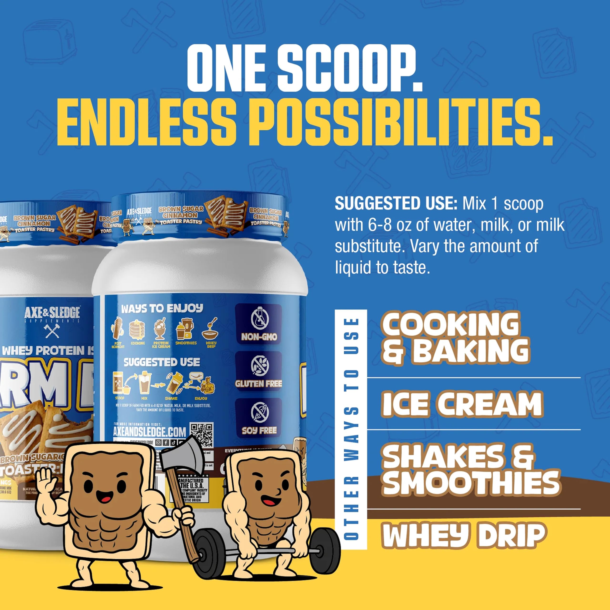 Axe & Sledge etiqueta nutricional mostrando macros bajos y detalles de ingredientes