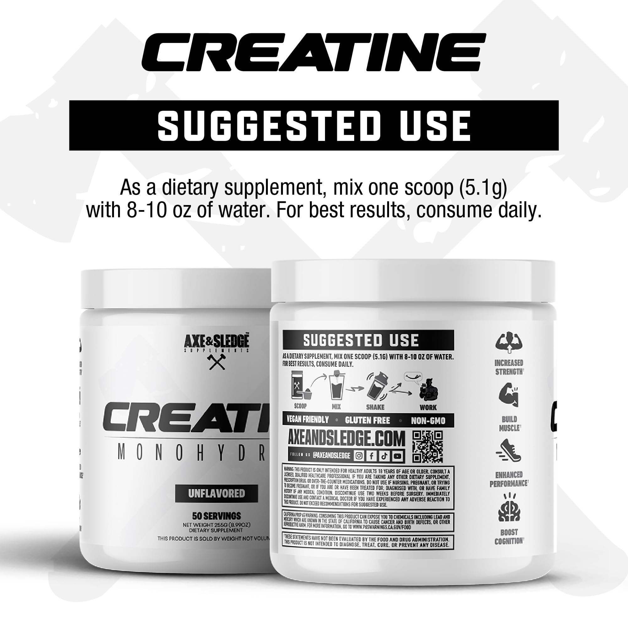 Axe & Sledge cuchara medidora con creatina para dosificación precisa