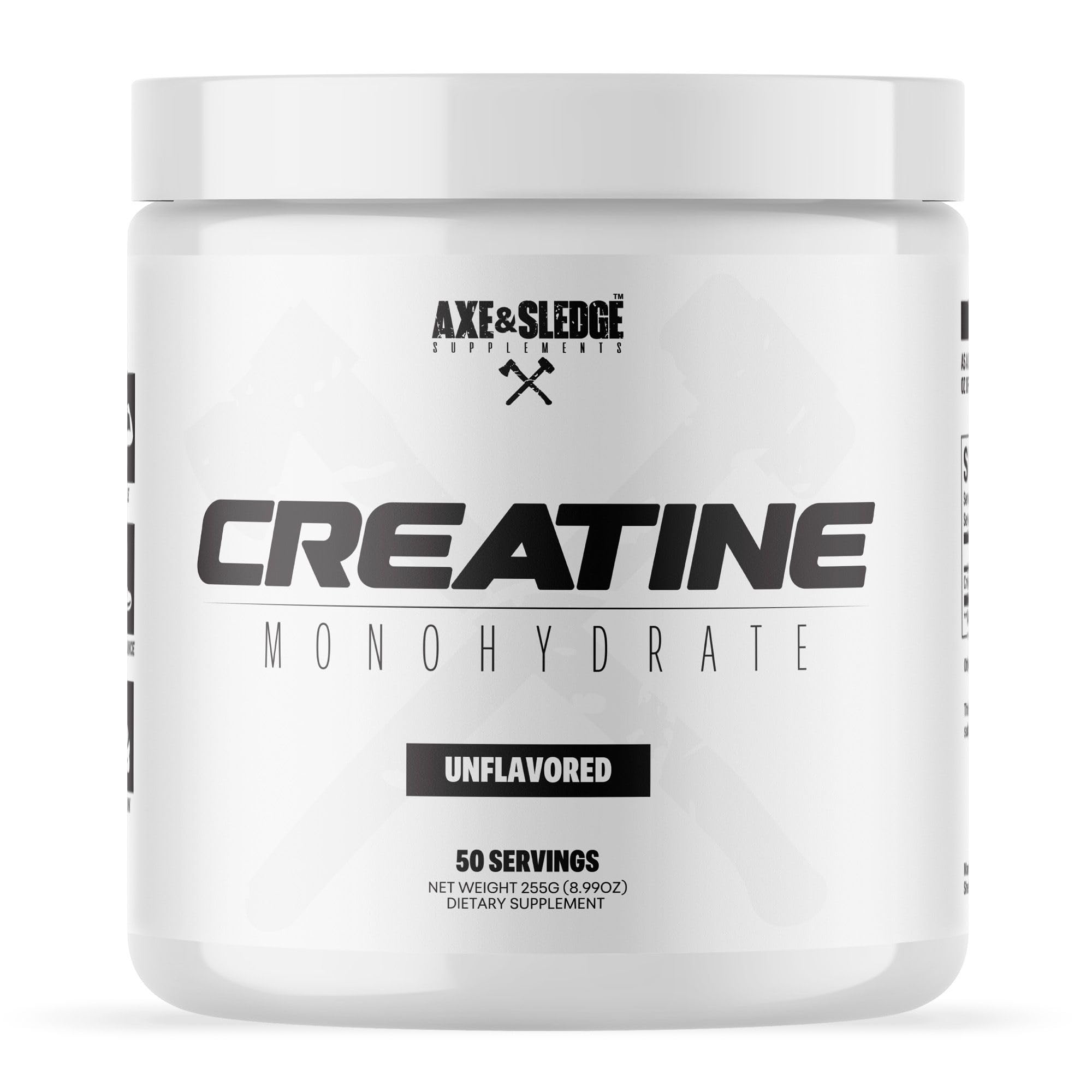 Axe & Sledge bote frontal de Basics Creatine muestra diseño y cantidad