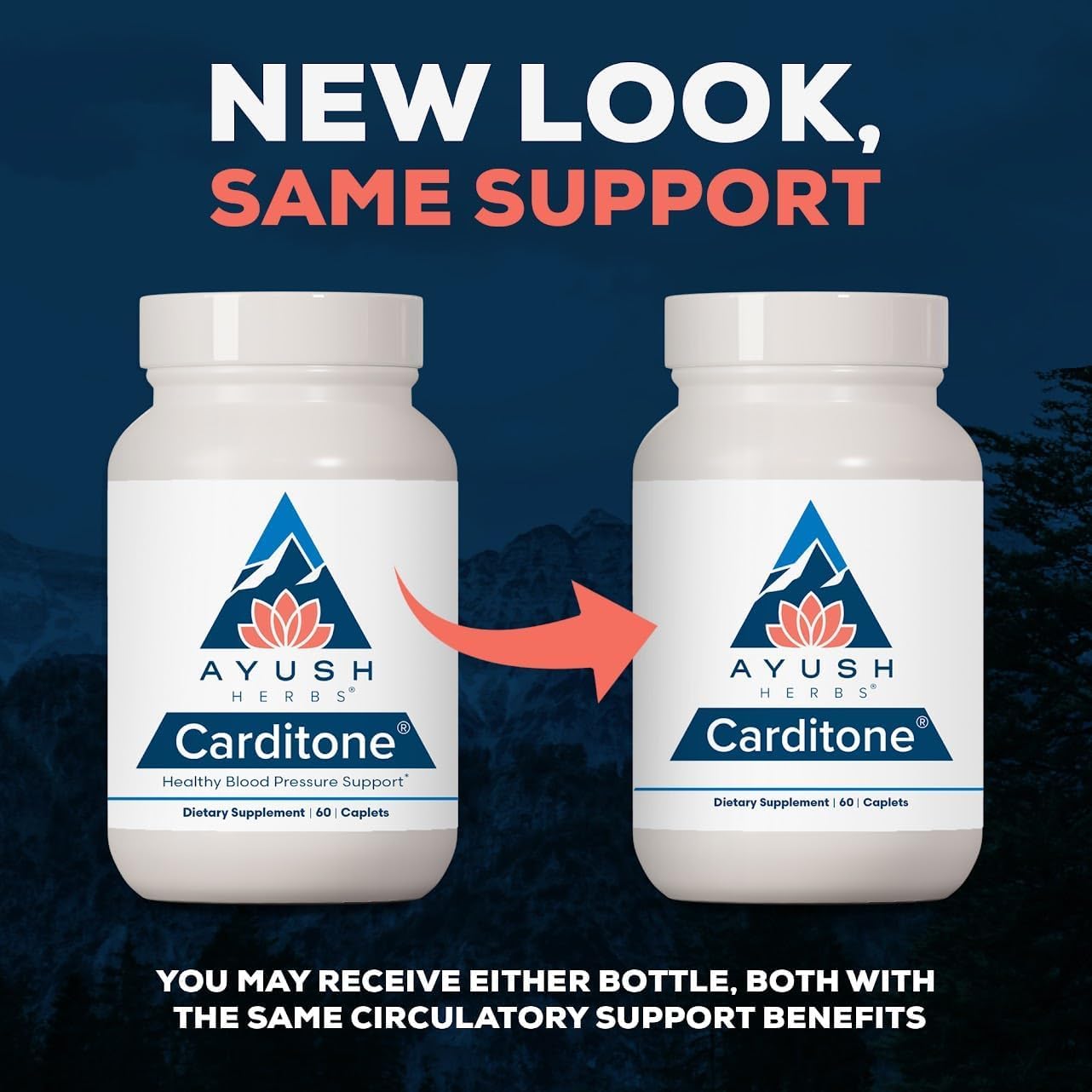 Ayush Herbs Carditone caplet cercano mostrando forma y acabado práctico