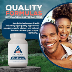 Ayush Herbs Carditone textura del caplet destacando calidad y disolución