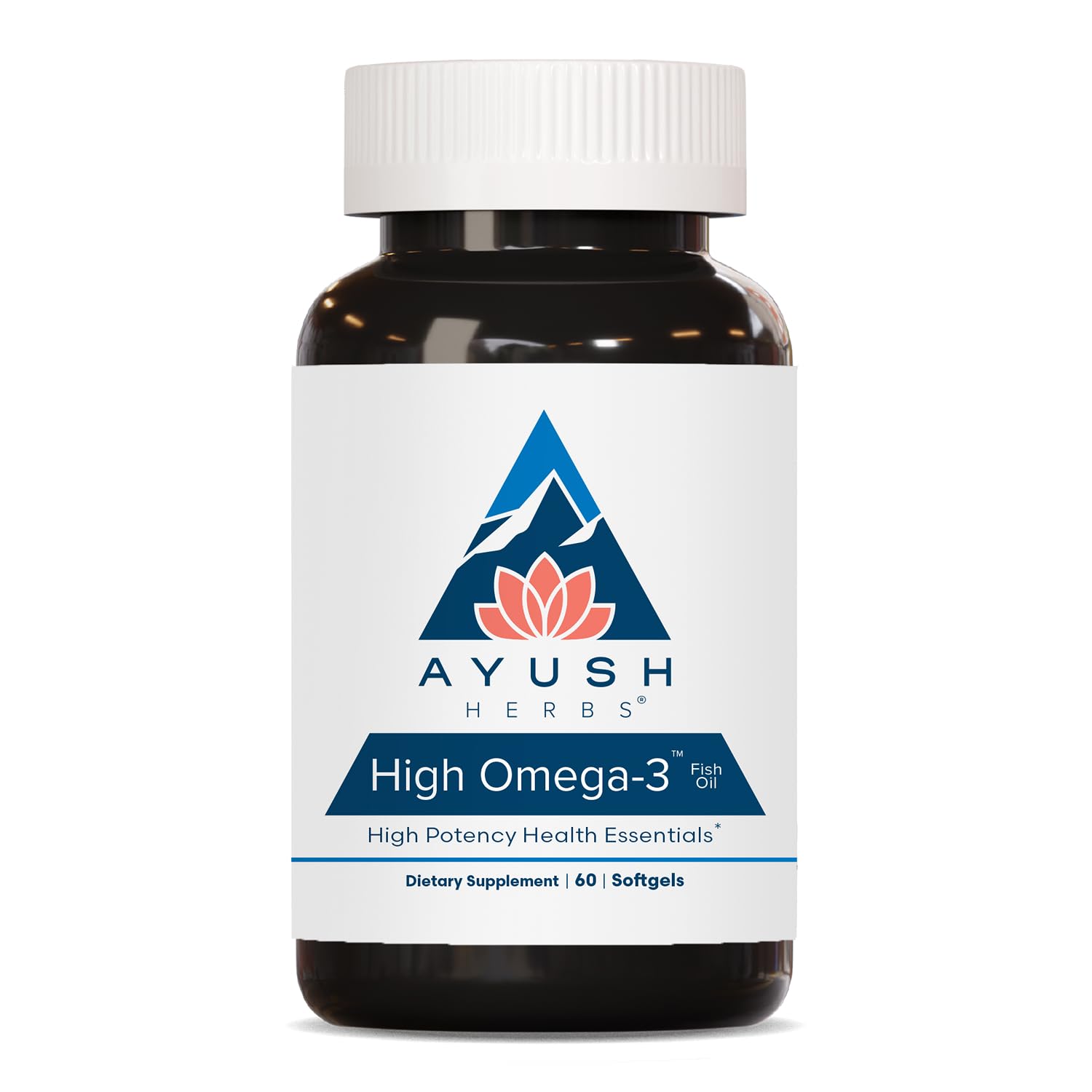 Ayush Herbs frasco frontal mostrando etiqueta y beneficios visibles
