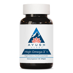 Ayush Herbs frasco frontal mostrando etiqueta y beneficios visibles