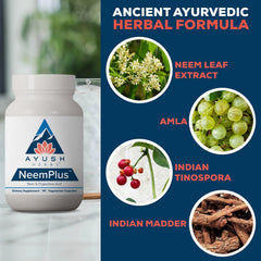 Ayush Herbs en uso con vaso de agua, toma diaria sencilla
