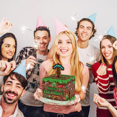 Azbuk caja en fiesta con personas, genera sorpresa inmediata
