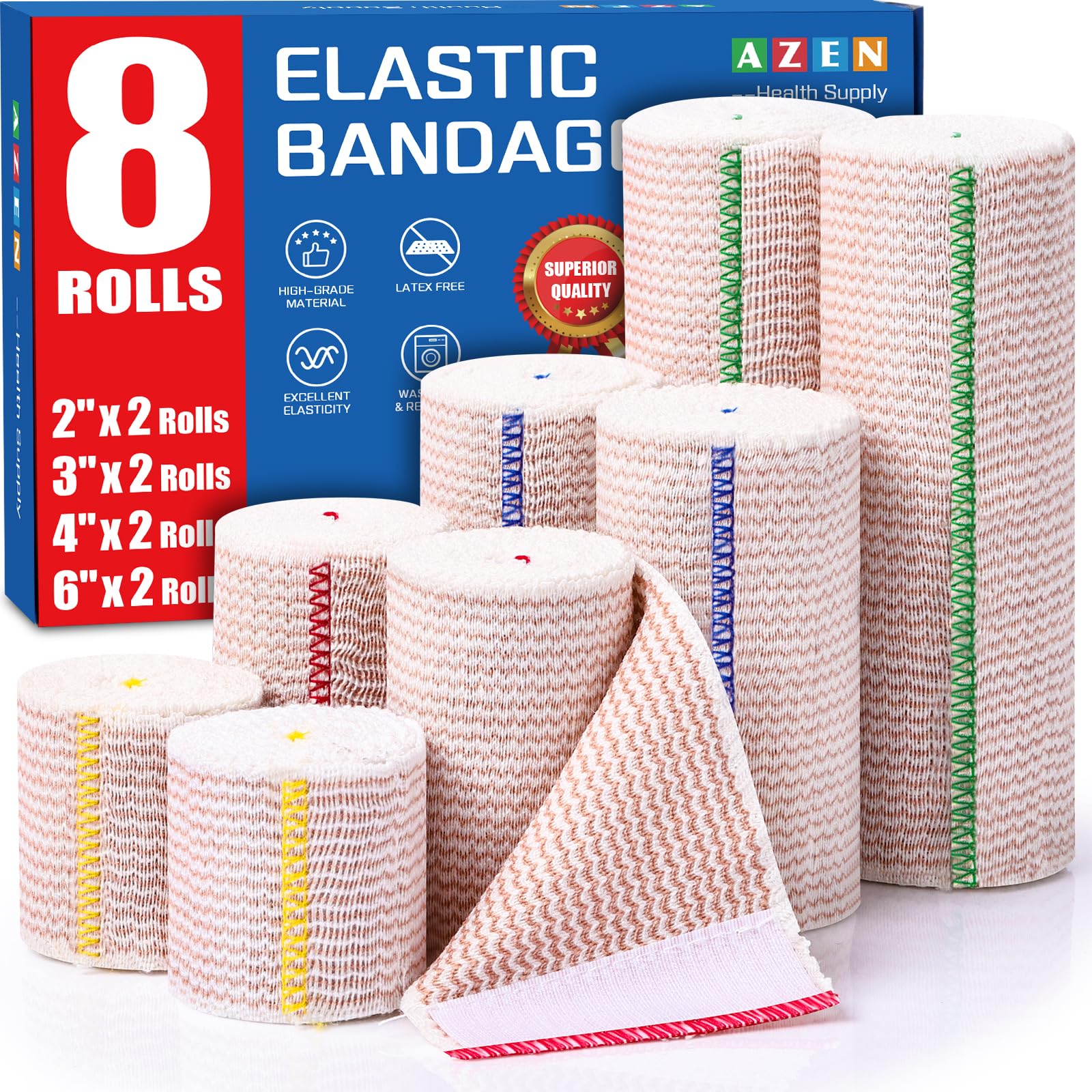 AZEN paquete frontal de vendas elásticas muestra variedad y facilidad de uso
