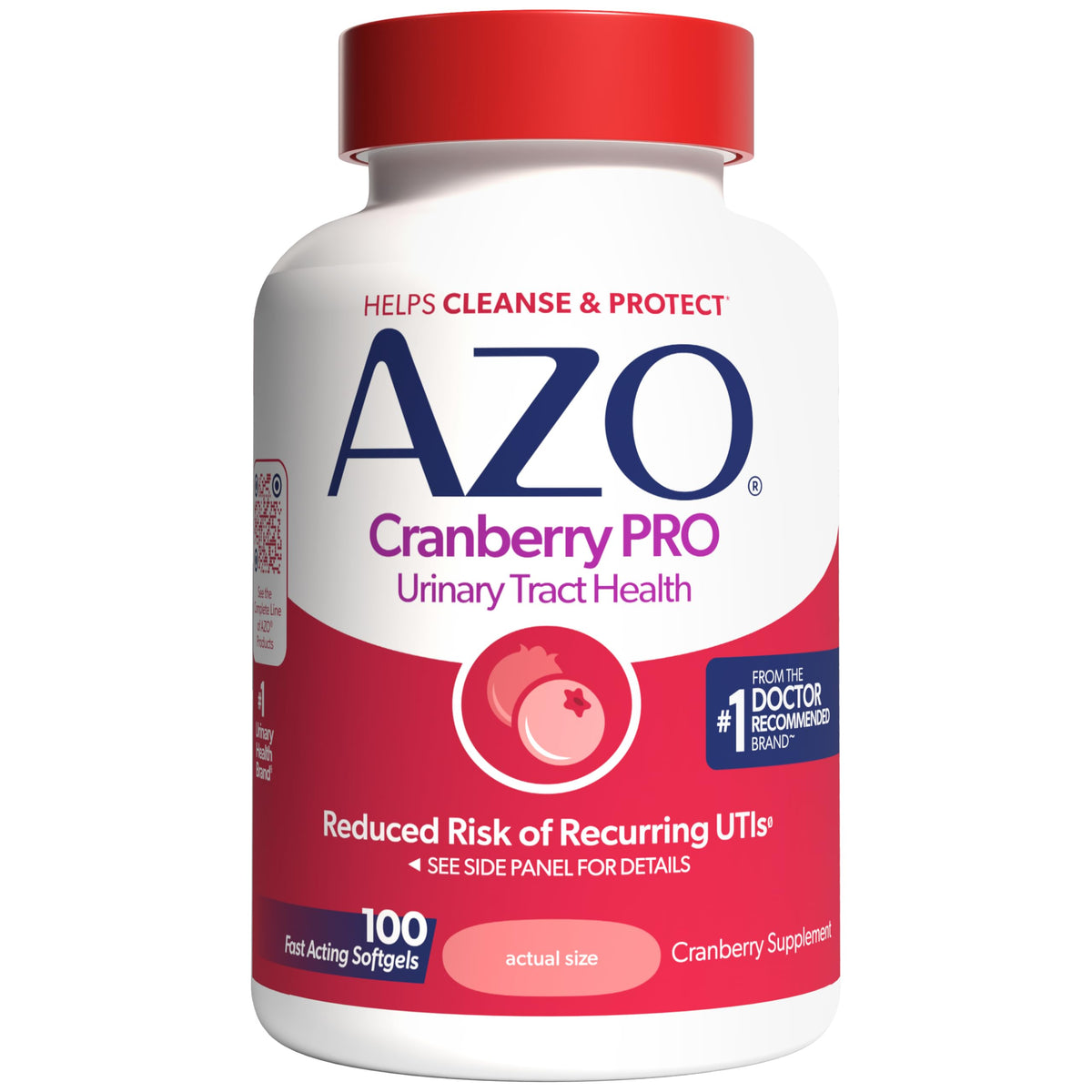 Frasco AZO Cranberry Pro frontal mostrando etiqueta y cantidad