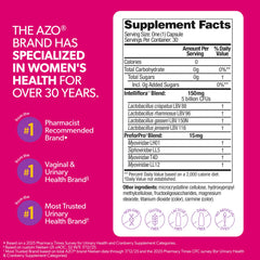 AZO etiqueta con Intelliflora y PreforPro destacando ingredientes clave