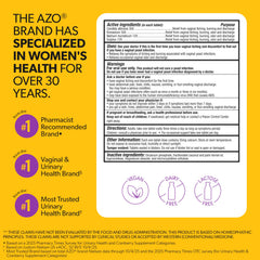 AZO etiqueta con lista de ingredientes reconocidos y seguridad