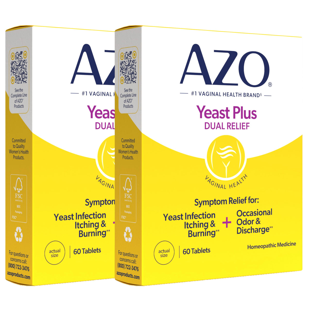 AZO empaque frontal mostrando pastillas y beneficios visibles