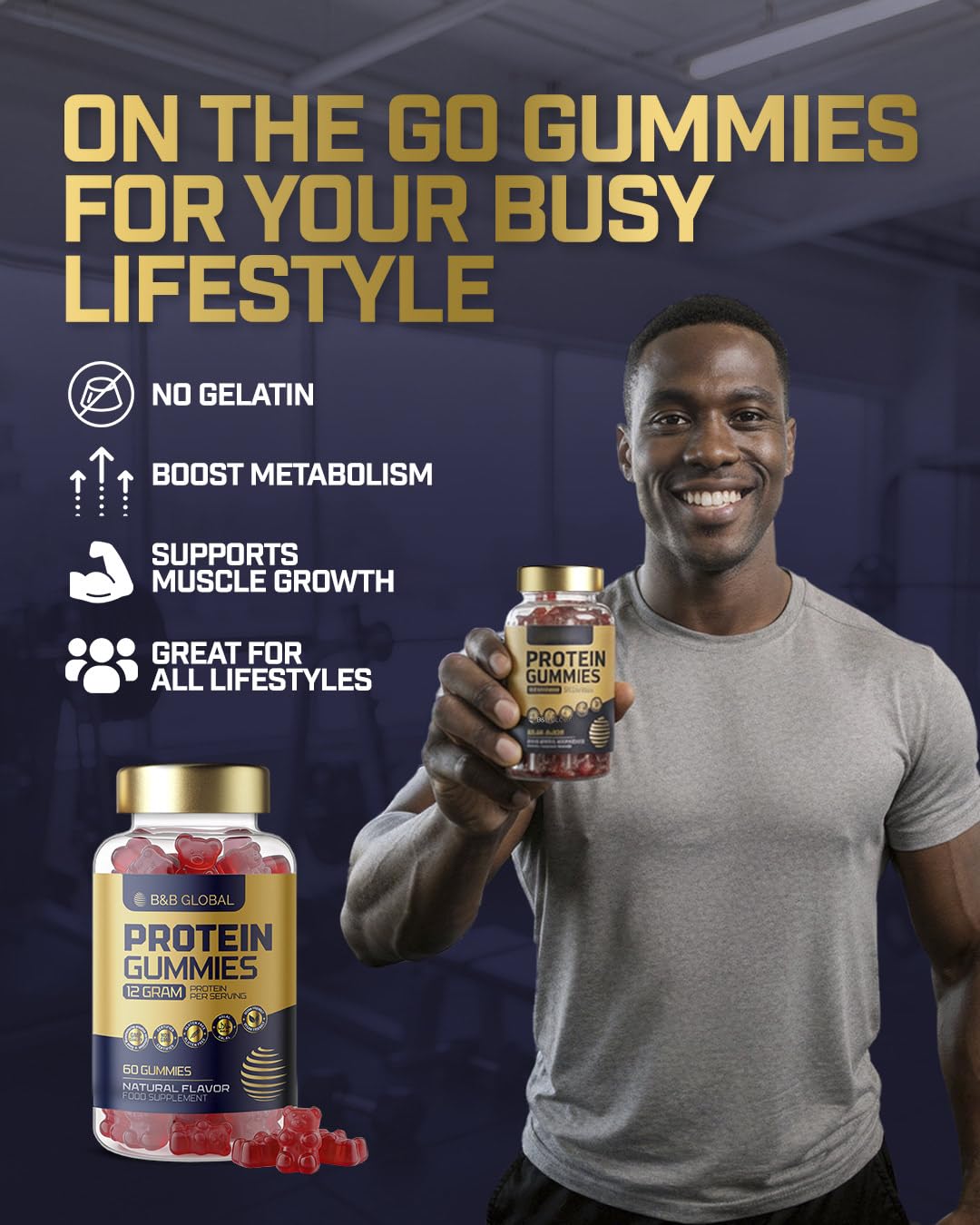 B&B GLOBAL detalle de la textura gomosa que facilita la masticación y consumo