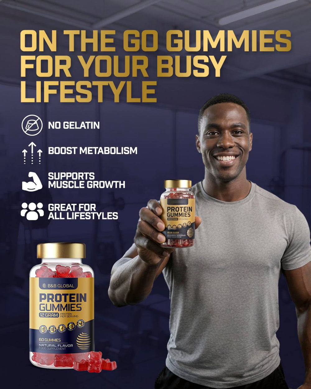 B&B GLOBAL detalle de la textura gomosa que facilita la masticación y consumo