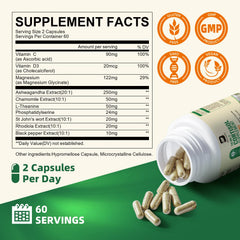 Ingredientes clave dispuestos: ashwagandha y fosfatidilserina para CortiCare B BEWORTHS, enfoque en adaptógenos