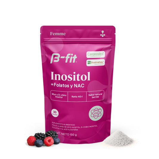 B-fit B Berry envase frontal con diseño claro y dosis visible, facilita el uso diario