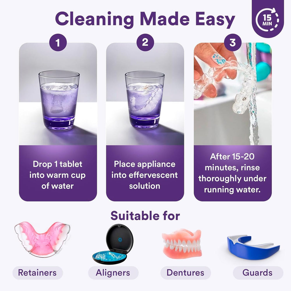 B. WEISS ambiente de baño con tabletas y retenedor limpio, rutina rápida y fresca