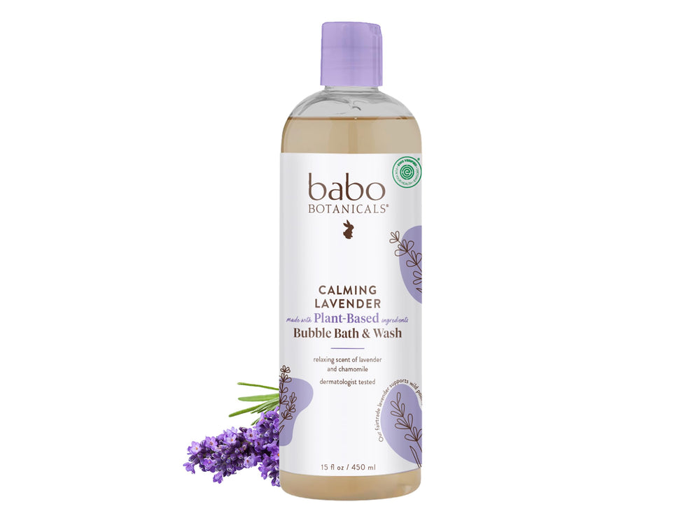 Babo Botanicals frente del envase con lavanda calma y limpieza