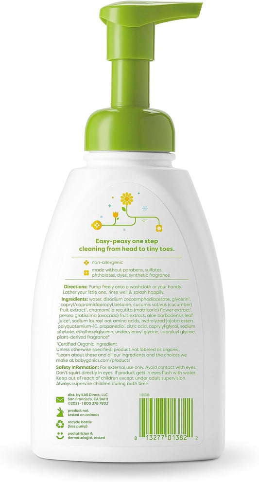 BabyGanics textura de espuma espesa, limpia eficientemente sin frotar