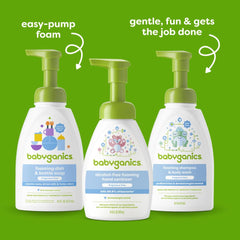 Babyganics comparación de tamaño con mano, ideal para bolsas