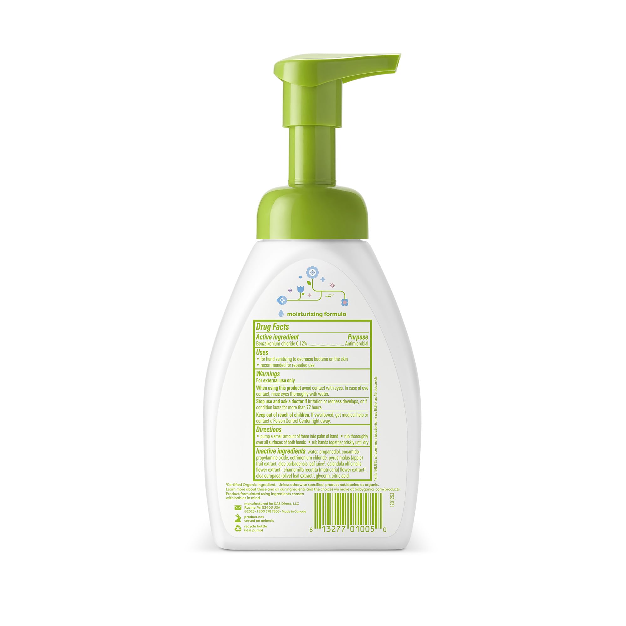 Babyganics textura de espuma, muestra espuma ligera y fácil aplicación