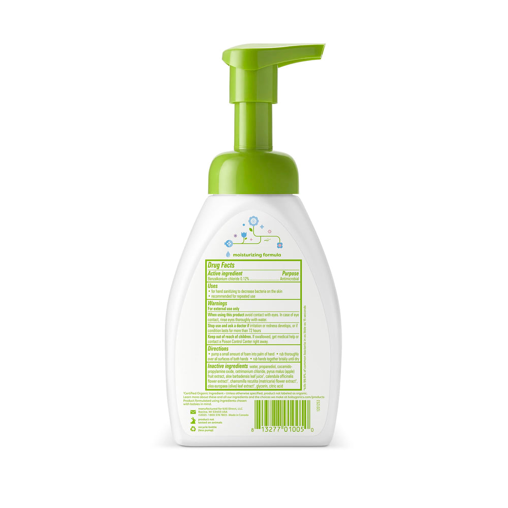 Babyganics textura de espuma, muestra espuma ligera y fácil aplicación