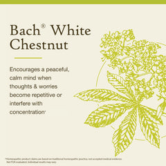 Bach White Chestnut primer plano de la textura en botella que indica glicerina vegetal