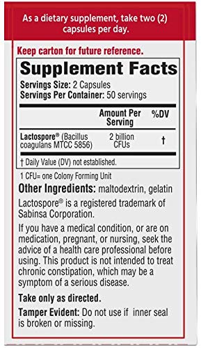 BACID etiqueta con Bacillus coagulans e información clara