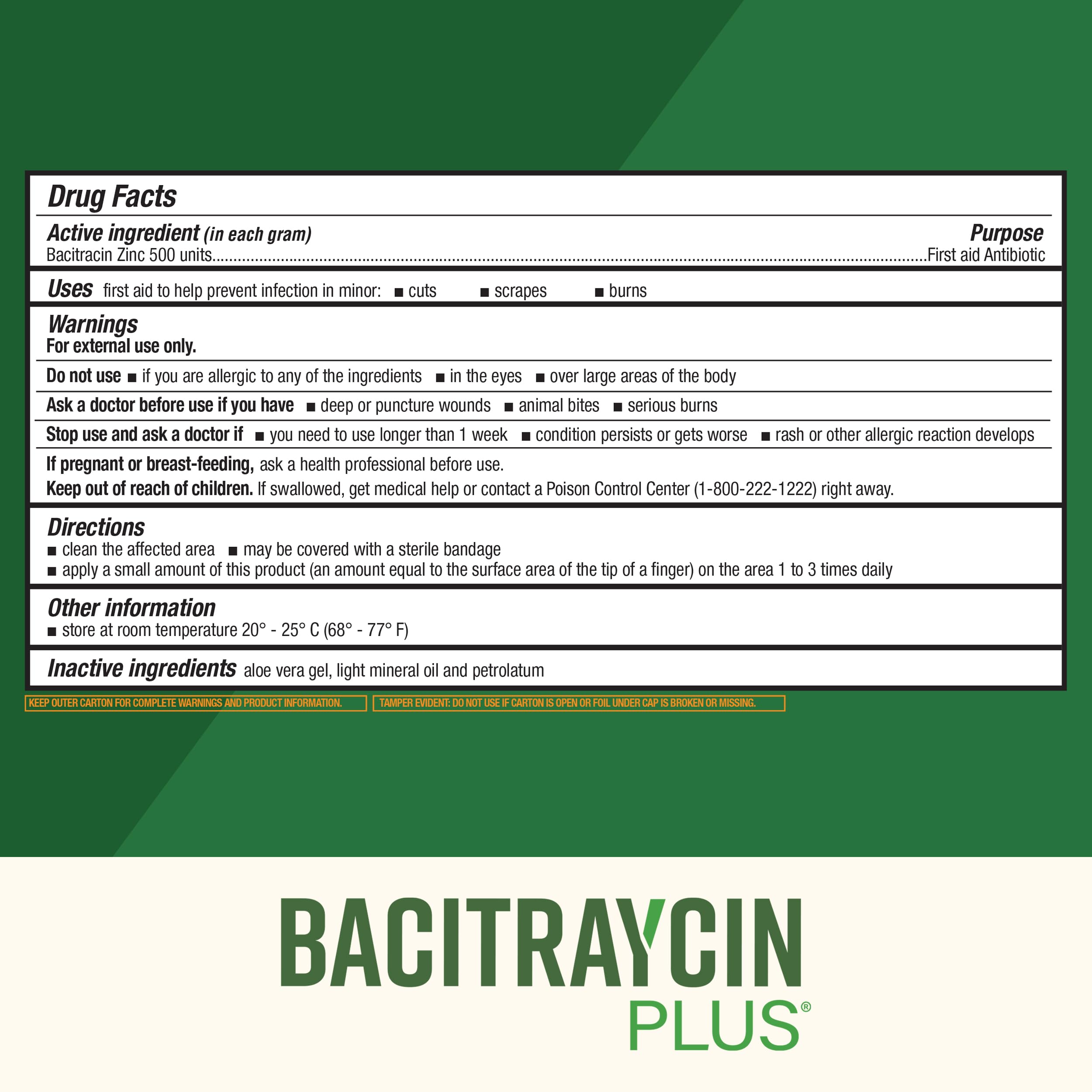 Hoja de aloe vera junto a Bacitraycin Plus resaltando su efecto calmante