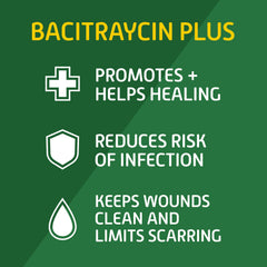 Bacitraycin Plus tubo abierto textura cremosa que hidrata y protege la piel