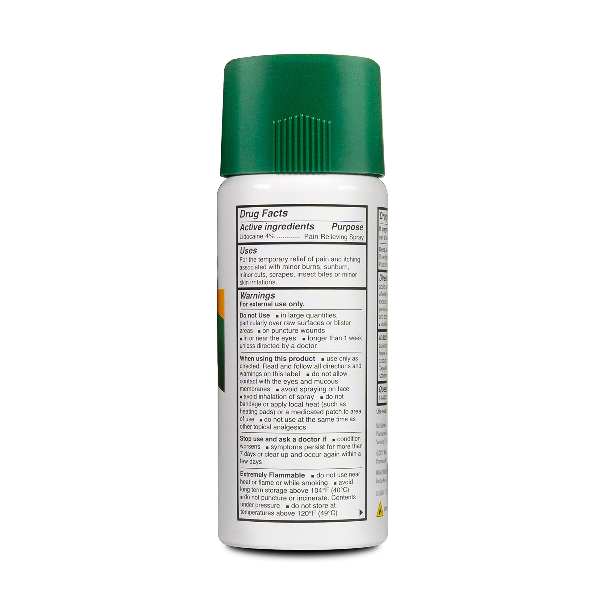 Bactine etiqueta con ingredientes y 4% lidocaína visible para confianza