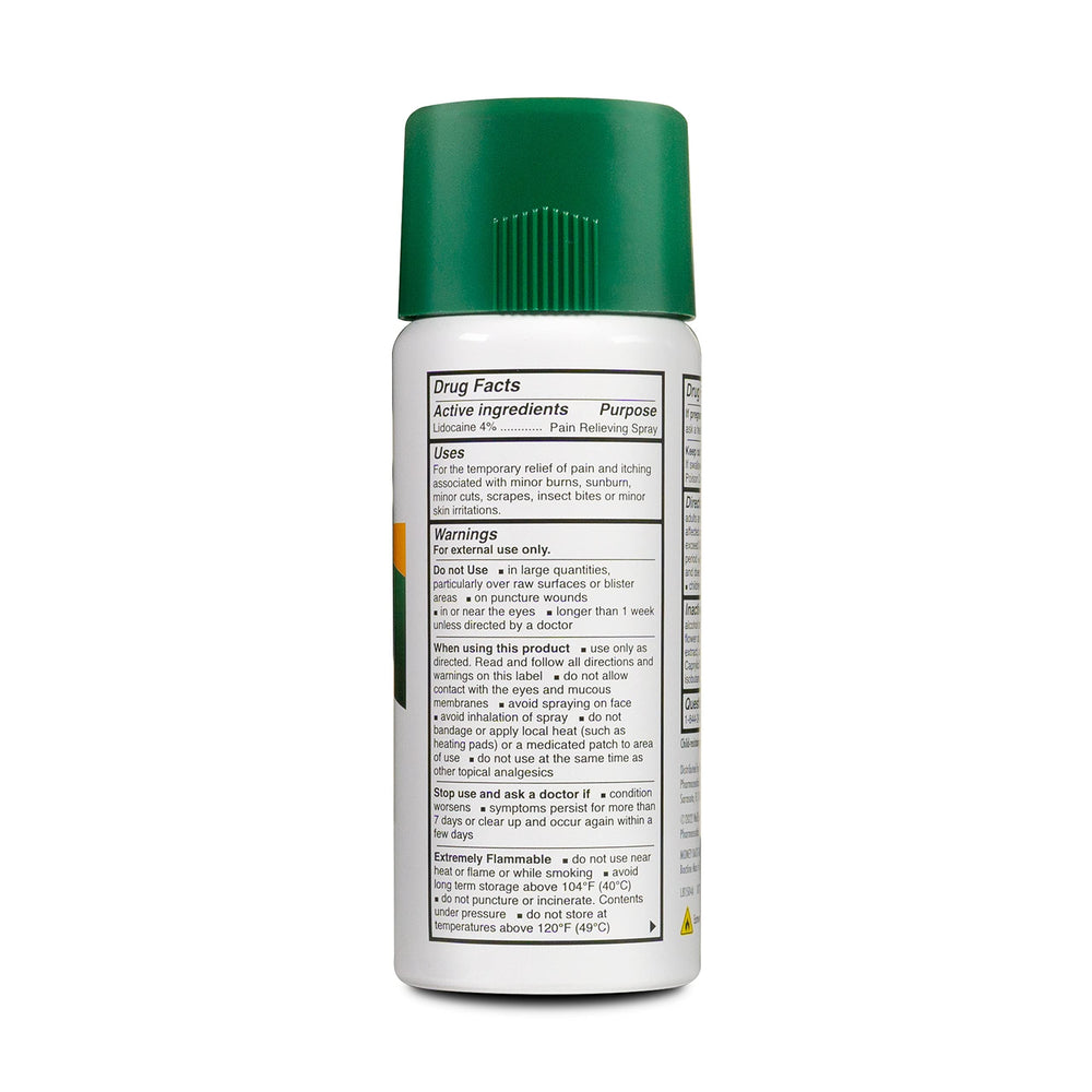 Bactine etiqueta con ingredientes y 4% lidocaína visible para confianza